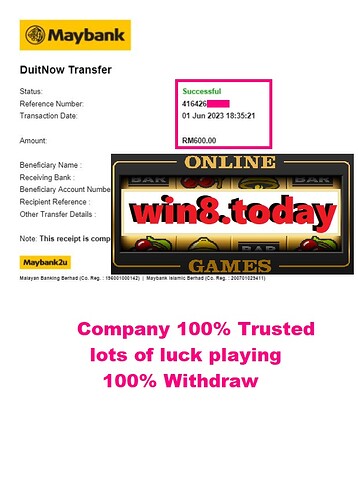 WIN8 casino game transforming MYR30 into MYR600