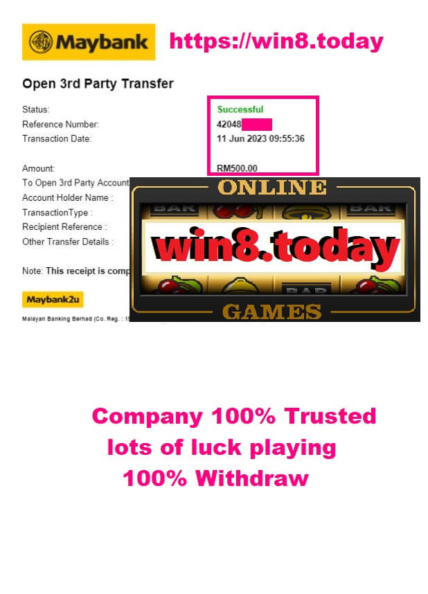A lucky player celebrating their MYR500 win at 3Win8 Casino